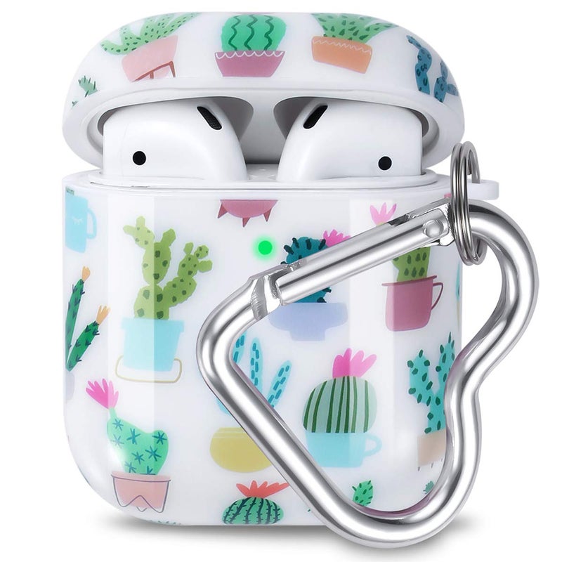 Olytop Cute Cactus Airpods 2nd/1st Gen Case Cover, Plants Airpods 2nd 1st Generation Protective Case Cover Hard Skin Women Girl for Apple iPods 2/1 Gen with Keychain -Cactus - Image 1